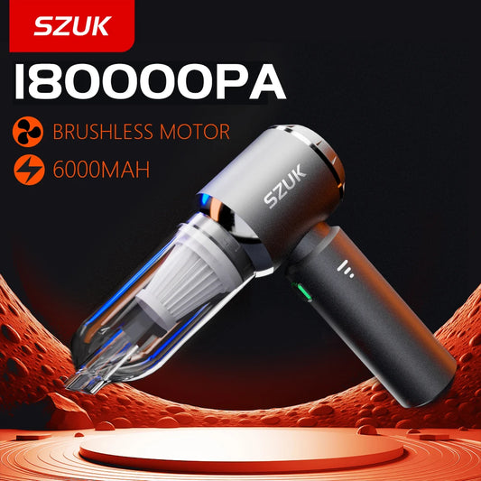 SZUK 180000PA Mini Car Vacuum Cleaner Powerful Cleaning Machine Handheld for Car Portable Wireless Cleaner Home Appliance