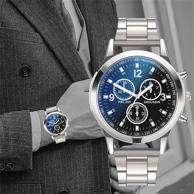 Fashion Mens Stainless Steel Watches Luxury Quartz Wristwatch Clock Men Business Casual Watch Relogio Masculino