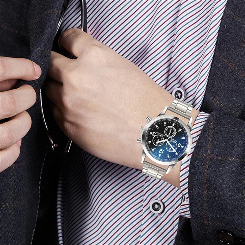 Fashion Mens Stainless Steel Watches Luxury Quartz Wristwatch Clock Men Business Casual Watch Relogio Masculino