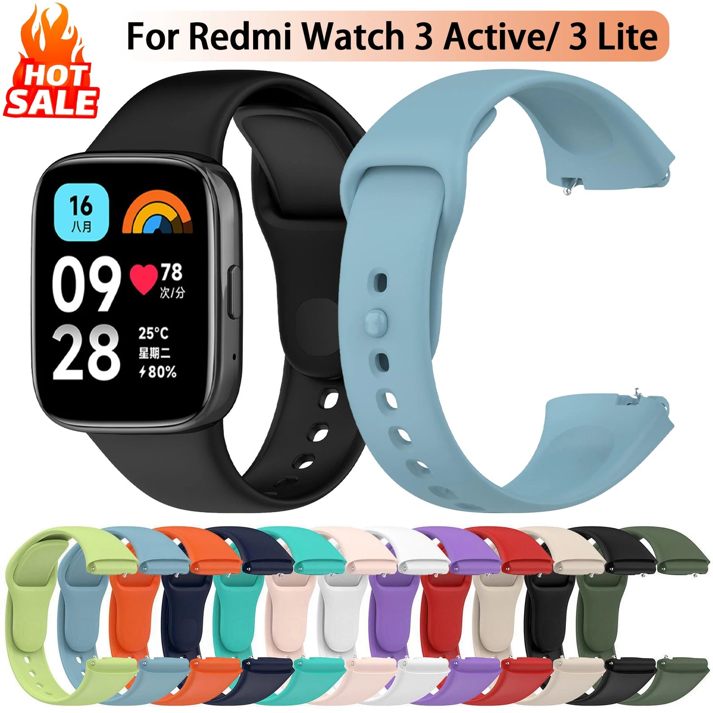 Silicone Band Strap for Redmi Watch 3 Active Watch 3 Lite Soft Wrist Smart for Xiaomi Redmi 3 Series watchBand Accessories