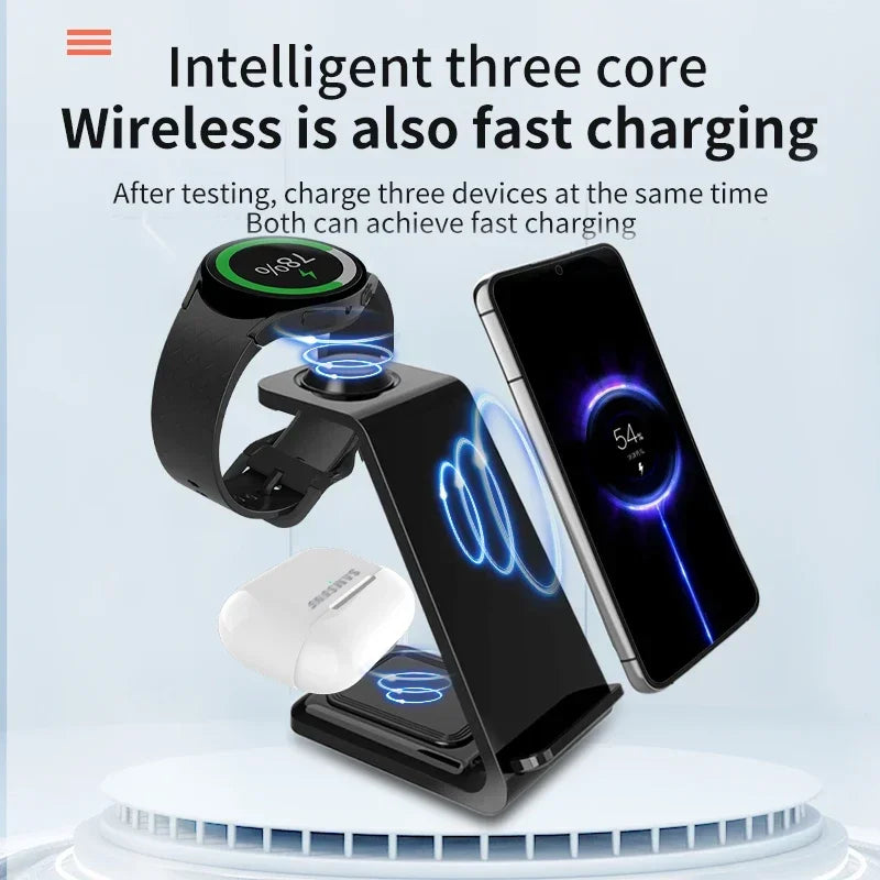 VIKEFON 3 in 1 100W Travel Wireless Charger For Samsung Galaxy S23 Watch 6 pro/5/4/3 Active Buds Pro Plus Fast Charging Station