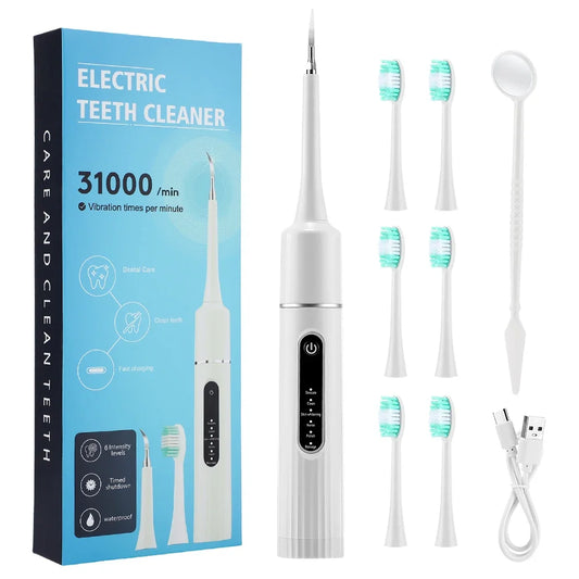 Electric Dental Scaler Oral Cleaner Kit For Teeth Tartar Stain Calculus Removal Replacement Toothbrush Head Oral Health Care Set